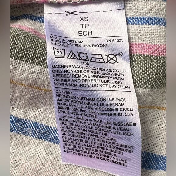 Old Navy Sleeveless Striped Linen Blend Colorful V-Neck Midi Tank Dress. XS. NEW - Picture 8 of 9